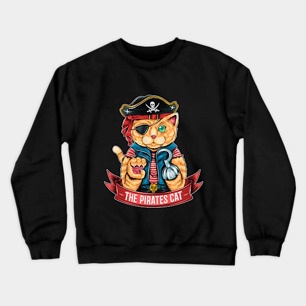 Pirates cat Crewneck Sweatshirt by Metaart